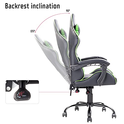 ITEK RHOMBUS PF10 Sedia Gaming ergon. Verde, schienale reclinabile, cuscino poggiatesta, sup. lombare, confort e design, ideale come sedia ufficio, sedia per studio o poltrona per gamer - Sedia gaming - Immagine 4