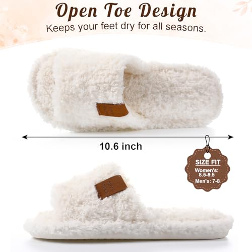 6 Pair Wedding Fuzzy Women's Slippers Bulk White Open Toe Bridesmaid Slippers for Bachelorette Party Bridal Shower Gifts Cozy Indoor Outdoor Memory Foam Slip on House Shoes2