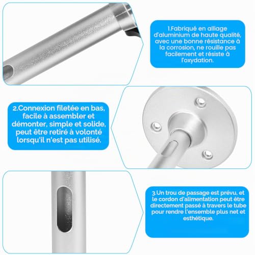 RMENOOR Support de plafond en aluminium pour projecteur - Pivotant - Universel - Support mural pour projecteur - Support mural pour mini projecteur (180 mm) – vue 3