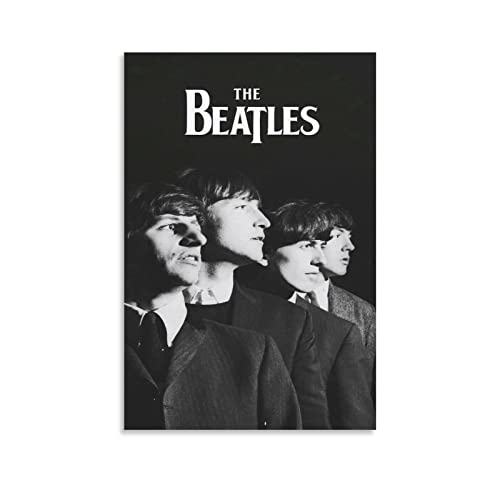 LORGL Poster décoratif sur toile The Beatles Black & White Art – Impression moderne pour chambre à coucher – 50 x 75 cm - Les Beatles, Paul McCartney, John Lennon, RIngo Starr, George Harrison LORGL Poster décoratif sur toile The Beatles Black & White Art - Impression moderne pour chambre à coucher - 50 x 75 cm