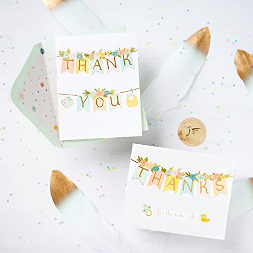 Image of Papyrus Baby Thank You Cards with Envelopes, Floral (20-Count)