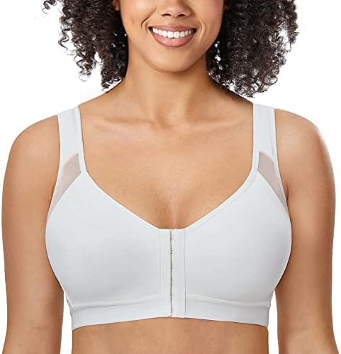 DELIMIRA Women's Front Closure Posture Wireless Back Support Full Coverage Bra Polyamide Polyester Elastane
