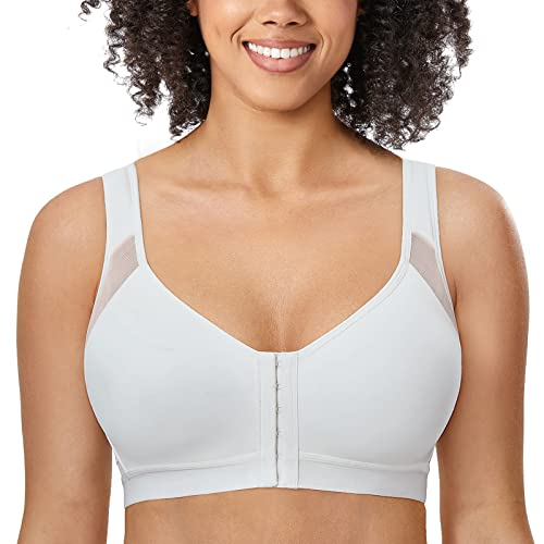 DELIMIRA Women's Front Closure Posture Wireless Back Support Full Coverage Bra Polyamide Polyester Elastane