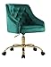 Fiximaster 6030S - Sedia girevole per computer, sala da pranzo, con rivestimento in velluto e base dorata, girevole, regolabile in altezza, colore imbottitura: verde, elegante e funzionale
