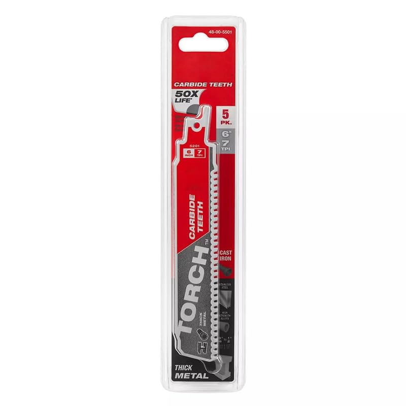 Fits For Milwaukee 5pk. 48-00-5501 6 inch 7TPI TORCH Metal Cutting Blades Carbide