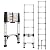 DEZEX Telescoping Ladders 8.5 FT Stainless Steel - One-Button Retraction Collapsible Extension Ladder for Home,RV,Loft, Lasts 375 LBS with 2 Triangle Stabilizers