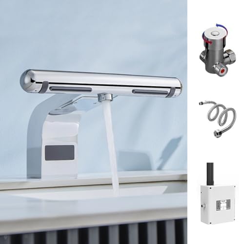 High-Speed 2-in-1 Hand Dryer & Faucet, 1150W Induction Air Dryer for Commercial & Home Use, Warm/Cold Air, 100-110m/s, Quick Dry in 6-10s, Silver Finish