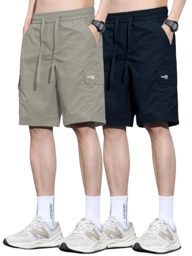 Image of TAGDO Men's Cotton Cargo Shorts with Multi Pockets | Lightweight Casual Outdoor Shorts Pant for Men | Elastic Waist Drawstring Utility Shorts for Hiking, Camping and Daily Wear (2048)
