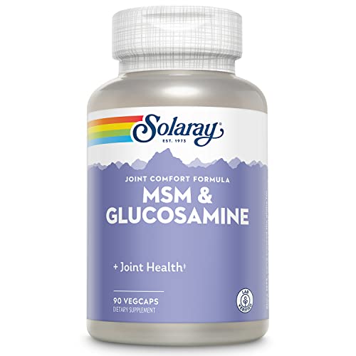 Image of SOLARAY MSM & Glucosamine - Healthy Joint Support Supplement for Flexibility and Range of Motion - Vitamin C for Enhanced Absorption - Lab Verified - 60-Day Guarantee - 45 Servings, 90 VegCaps