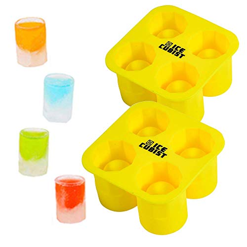 Ice Cubist Ice Shot Glass Molds - 2 Pack - Makes 4 Shot Glasses Per Mold - Silicone, BPA Free
