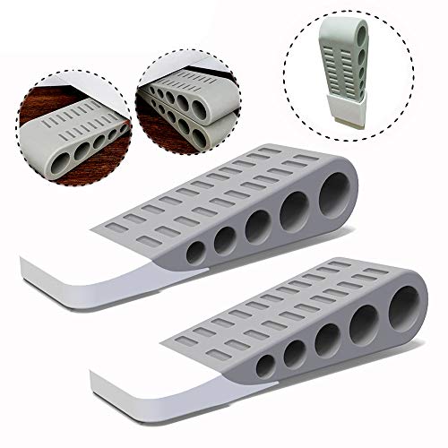 Door Stoppers,Rubber Security Door Stop Wedge with Holder Door Stops for Office Tall Floor Mount Shower Heavy Duty Door (2 Pack, Gray)