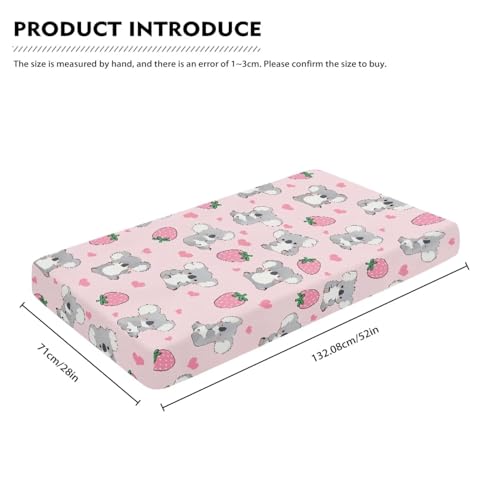 Image of Strawberry Koala Baby Crib Sheets Neutral Breathable Bedding Sets for Cribs Fitted Removable Mattress Cover for Girls Safe and Breathable Nursery Decor Home Accessories, Pink