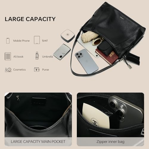 LA'FESTIN Leather Shoulder Purse For Women: Black Crossbody Bags Small Handbags - Trendy Medium Hobo Bag3