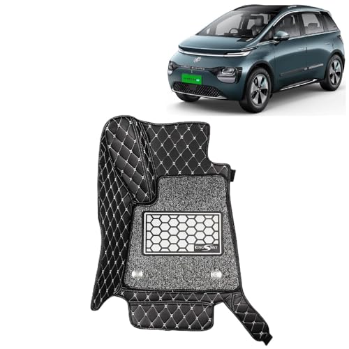 Image of KINGSWAY Accessories Premium 7D Car Floor Mats Only Compatible with Morris Garages (MG) Windsor EV Year 2024 Onwards All Model, Set of 3 Pcs, 100% Washable & Waterproof Luxury 7D Car Foot Mats, Black