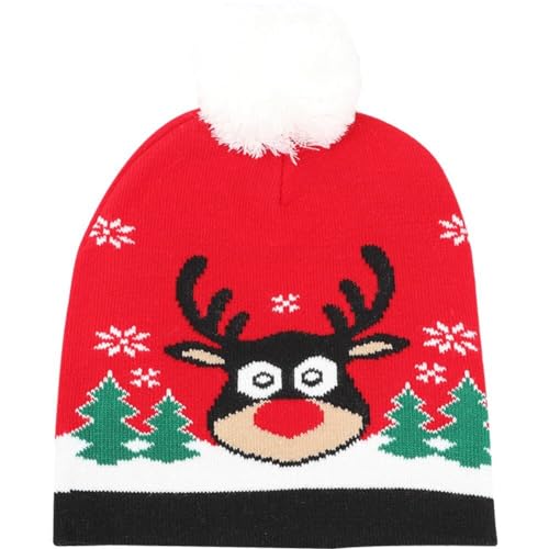 Fituenly Unisex Weihnachten Beanie Herbst Winter Warm-up Hut Winter Cap Weihnachten Strick Jacquard Hut Santa Elf Rentierhut