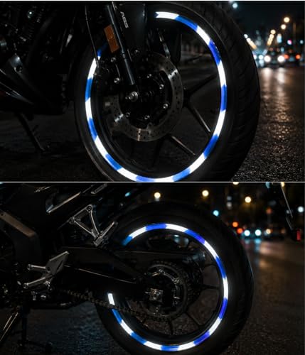 Image of WALLMATE Dual Shade Reflective Radium Strip Waterproof Self Adhesive, Safety Sticker, Night Glow Tape for Helmet, car, Scooter & Cycle Decoration (Blue-Silver, 0.5 In x 45 Mtr (1771 in) (PCK OF 2)
