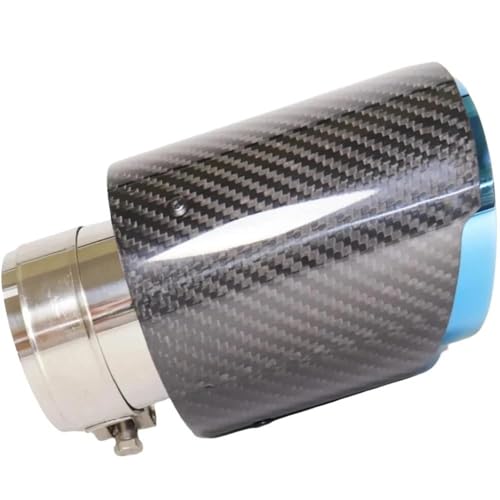 Embouts d'échappement voiture carbone brillant tuyau silencieux buse droite inox bleu 57mm