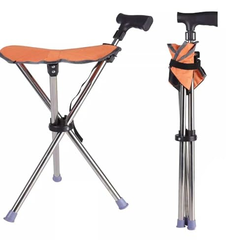 Blendra Walking Stick with Seat, Foldable Cane for Seniors, Travel Lightweight, Load 200kg, Aluminium, Height Maximum 90cm Adjustable