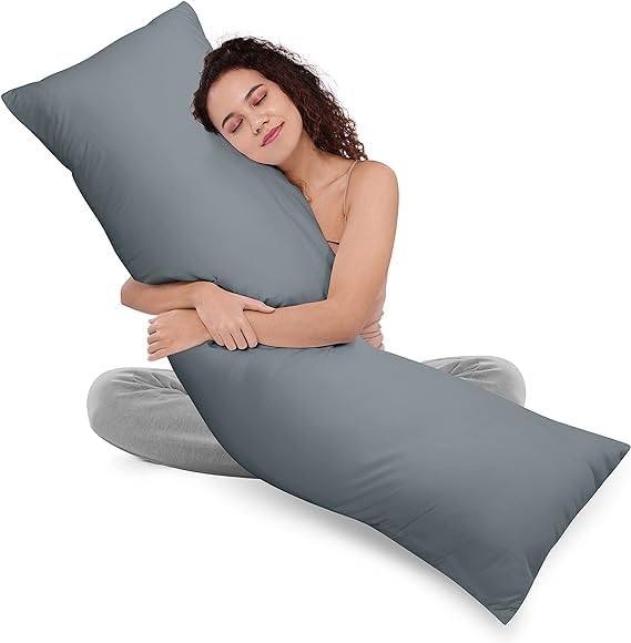 Pillows Long Body Pillow for Sleeping - Pregnancy Pillow Premium Down Alternative Filled Maternity Pillow Bed Pillows - Hypoallergenic & Plush Hotel Pillow (Grey, Body 50x140cm)