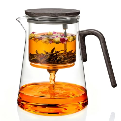 ZENS Magic Teekanne Glas mit Sieb 1000ml Magical Teapot mit Magnet Deckel Teezubereiter für Losen Tee Mess-Free Teebereiter for Tee Zubereitung Losen Teeliebhaber Geschenke