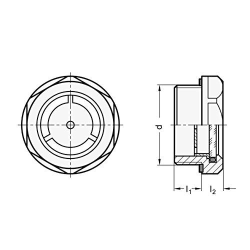 Ganter Normelemente Oil Sight Glasses, GN 743-32-G11/2-A, with Reflector thermoplastic, inch Thread, Aluminium, 1 Piece - Image 2