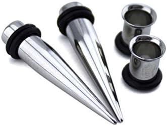 Urban Body Jewelry 1 Gauge Ear Stretching Kit - (1G - 7mm) 2 Steel Tapers & 2 Steel Tunnels (4 Pieces)