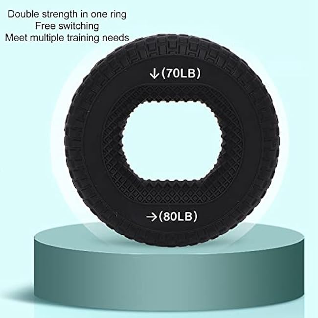 Grip Exercise Ring,70 to 80LB Hand Grip Strengthener Soft Silicone Portable Tire Texture Forearm Finger Exerciser Grip Strength Trainer Ring Black