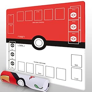 Biouai Playmat for Card Gameplay – Play Mat with Tube for 2 Player Trainer Game Playing（Red）