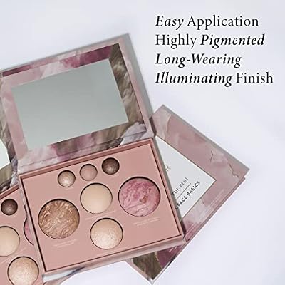 LAURA GELLER NEW YORK Baked Starter Kit: Baked Balance-n-Brighten Powder Foundation, Golden Medium and Best of the Best Palette Blush Bronzer Highlighter Eyeshadow and Retractable Kabuki Brush