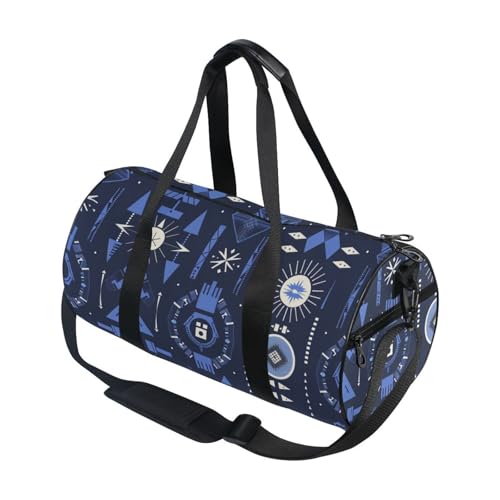 Tourism Illustration Aztec Indigo Vector Personal Item Travel Bag Gym Bag Yoga Waterproof3