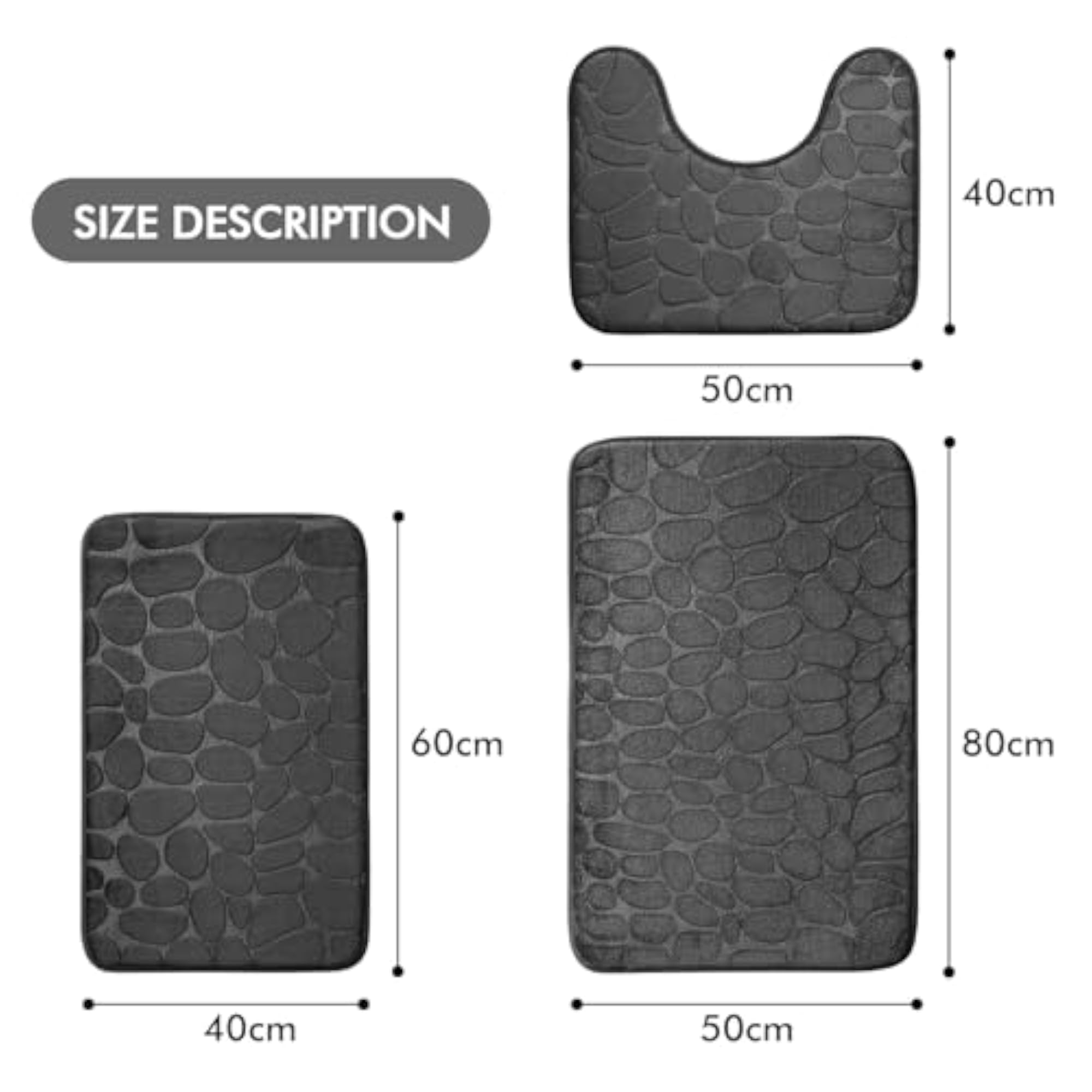 Memory Foam Non-Slip Bathroom Mat, Black