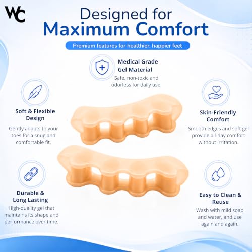 Image of WC Silicone Toe Separator for Feet|Gel Toe Corrector|Bunion Support|Beige