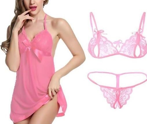 rouxous Women Lingerie Lace Babydoll V Neck Chemise Nightwear Babydoll Lingerie for Honeymoon Nightwear Beahwear BeachParty Lingerie with G-String Panty for Wedding Chrismas-picture-31