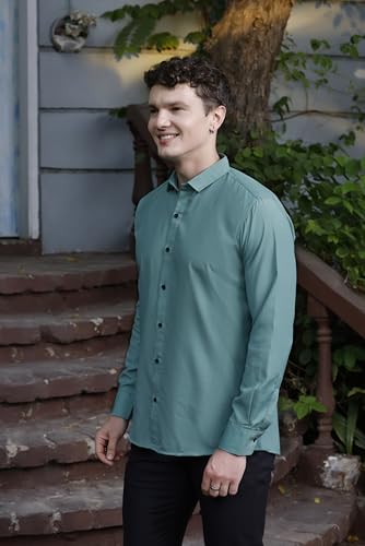 Image of Zilcon Linen Shirts for Men Casual Button Down Long Sleeve Shirt Solid Summer Beach Hawaiian Shirts