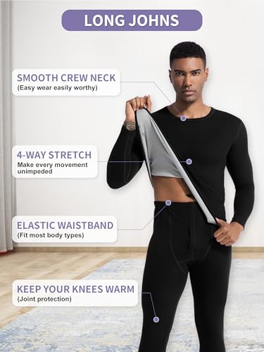 Warm Thermal Underwear Set Mens Base Layer Long Johns Winter Hunting Gear Bottom Leggings Top with Mens Crew Socks3