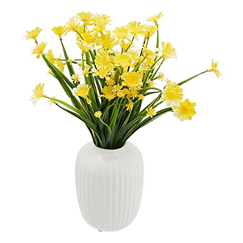 Artificial Yellow Daisy Mums With Stems For Faux Flower Arrangements (12X5 In, 6 Pack) #TOP2