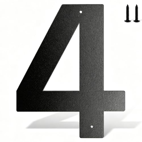useNumber 7'' House Numbers for Outside, Black Metal Address Numbers and Letters for Out Door Signs, Garden/Office/Home/Store Signage (4)