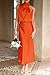 PRETTYGARDEN Women's 2025 Summer Satin Dress Elegant Sleeveless Mock Neck Cocktail Party Maxi Dresses (Orange,Small)