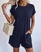 BTFBM Rompers for Women Summer 2026 Casual Dressy One Piece Shorts Tshirt Pants Jumpsuit Vacation Outfit Fashion Clothing(Navy Blue, X-Large)