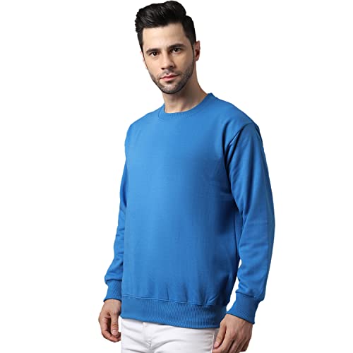 Image of BZR-Men's Fleece Round Neck Regular Sweatshirt (Sw Rrn Black 01-L Black L)(1903)