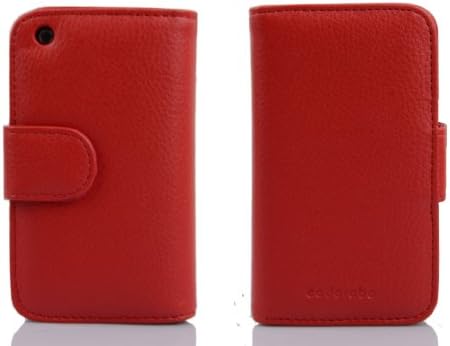 Cadorabo Book Case Compatible with Apple iPhone 3 / iPhone 3GS in Candy Apple RED - with Stand Function and Card Slot Made of Structured Faux Leather - Wallet Etui Cover Pouch PU Leather Flip