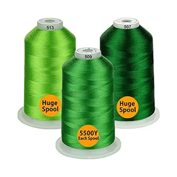 varigated green embroidery spools
