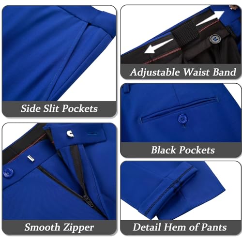 Men's Slim Fit Wedding Groomsmen Suit 2 Piece Set V Neck Casual Suit Blue3