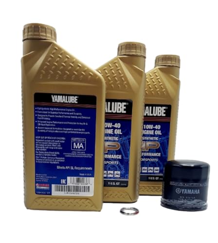 Image of Yamaha Grizzly 550 (2009-2016) all Models Oil Filter Change Kit Yamaha Part# 5GH-13440-80-00 and 3 Quarts High Performance LUB-10W40-FS-12