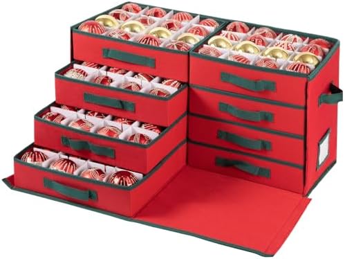 OIAHOMY Christmas Ornament storage Box with Adjustable Dividers, ...