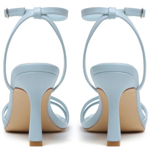 Image of Mostrin Womens Sandals Strappy Heels for Women Ankle Strap Lace Up Heels Square Open Toe Heels Tie Up Stiletto High Heeled Sandals for Prom, Party, Daily Wear