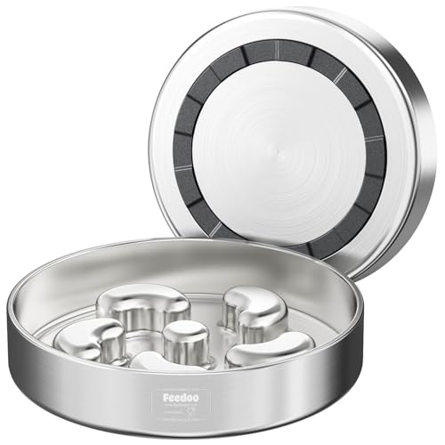 Feedoo Slow Feeder Dog Bowl-2Cups for Medium Breeds, Double Wall Food-Grade Stainless Steel, Heavy Duty with Non-Slip Rubber Base, Puzzle Maze Bowl to Slow Down Eating