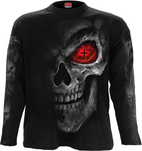 T-Shirt Manches Longues Noir Confortable Coupe Regular Homme Spiral Death Stare