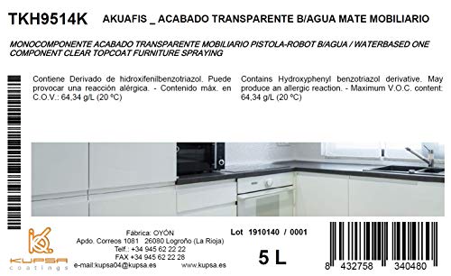 Akuafis TKH9514K05 Transparentes Finish, Wasserbasis, matt, Inneneinrichtung Innenlack, durchsichtig, 5Lt