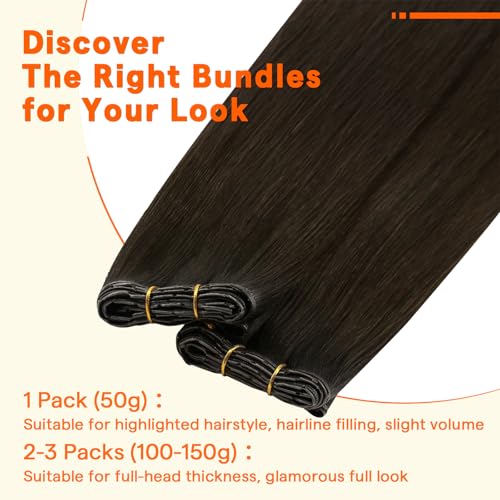Image of Full Shine Butterfly Weft Hair Extensions Human Hair 20 Inch 50G Dark Brown | Natural Fullness Boost, Invisible PU Hole OVO Weft, Seamless Micro Beads, Human Hair Feel, Daily Volume Blend Solution